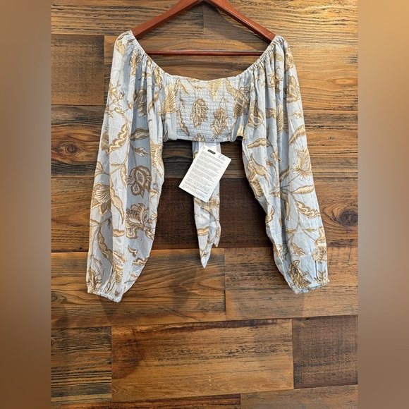 $150 Tigerlily Amir’s Kerri Tie Top Blue and Gold Floral NWT - Picture 7 of 8